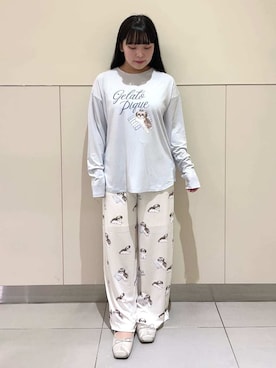 「アイテム（ルームウェア、ブルー系）」を使った、gelato piqueさん（レディース・155cm）の秋コーディネート