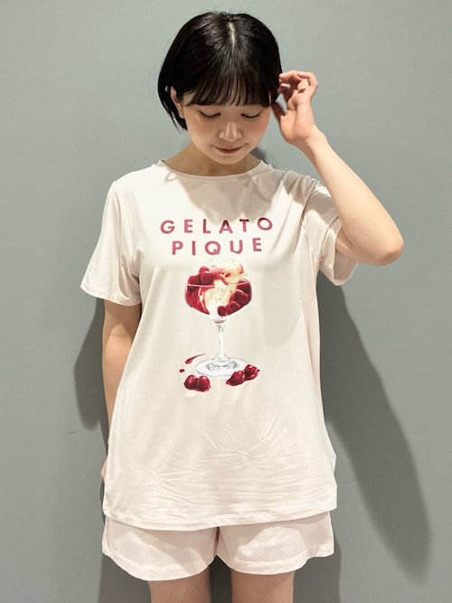 最終値下げ 接触冷感 COOLレーヨンデザートロゴTシャツ＆ショートパンツ gelato pique｜【接触冷感】COOLレーヨンデザートロゴTシャツ