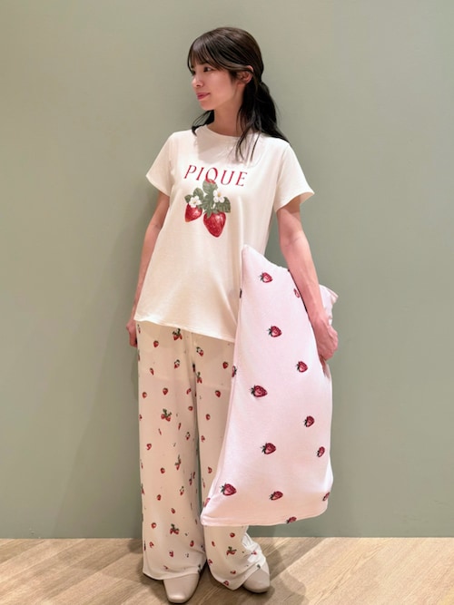 ジェラートピケ ルームウェア イチゴ柄 gelato pique パジャマ ルームウェア いちご柄ロングパンツ