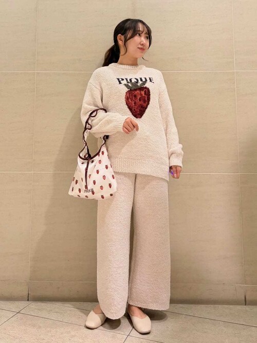 セール】メランジロゴ刺繍ロングパンツ（ルームウェア/パジャマ