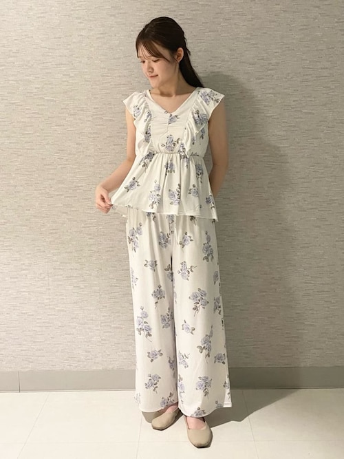 【チェウォン着用】ジェラートピケ 花柄ルームウェア セット チェウォン着用】ジェラートピケ 花柄ルームウェア セット