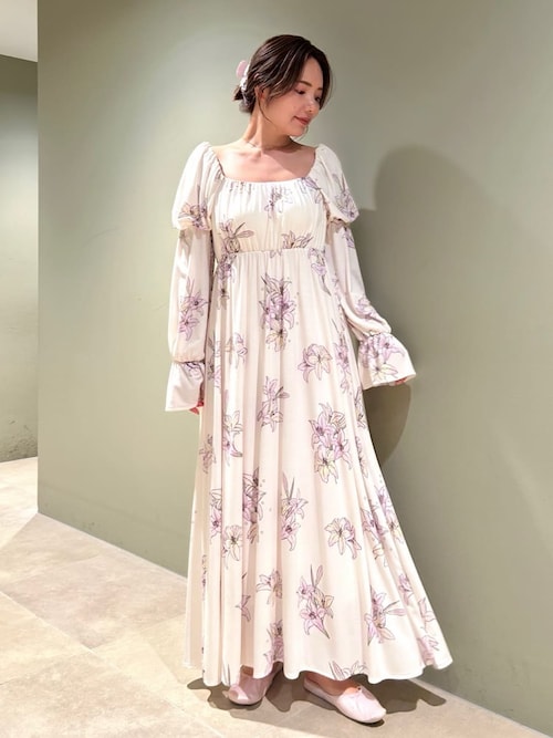 MUCHA】リリー柄カップインワンピース（ルームウェア/パジャマ