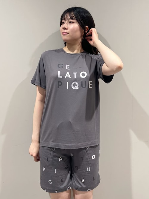 すぐ届く gelato pique ペアできる ルームウェア ショートパンツ セール】【接触冷感】レーヨンロゴ柄ショートパンツ(ルーム