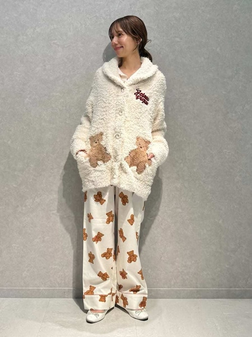セール】【HOLIDAY】ベア柄ネルロングパンツ（ルームウェア/パジャマ