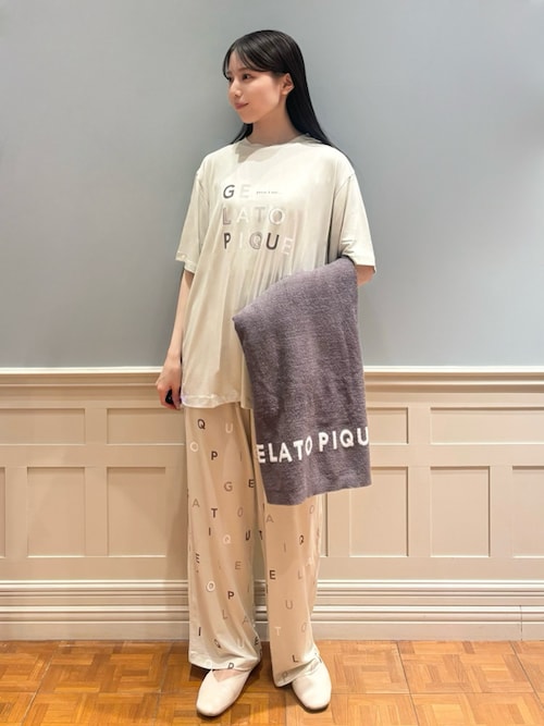 GELATO PIQUE レーヨンロゴ ルームウェア Amazon | ジェラートピケ レディース レーヨンロゴロングTシャツ
