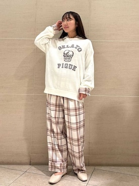 「アイテム（ルームウェア/パジャマ、ブラウン系）」を使った、gelato piqueさん（レディース・158cm）の秋コーディネート