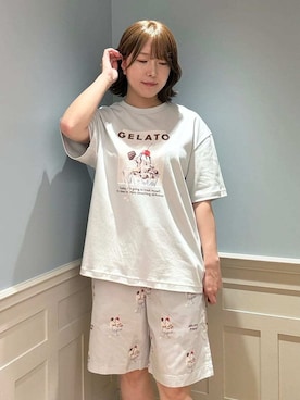 「アイテム（ルームウェア、グリーン系）」を使った、gelato piqueさん（レディース・155cm）の夏コーディネート