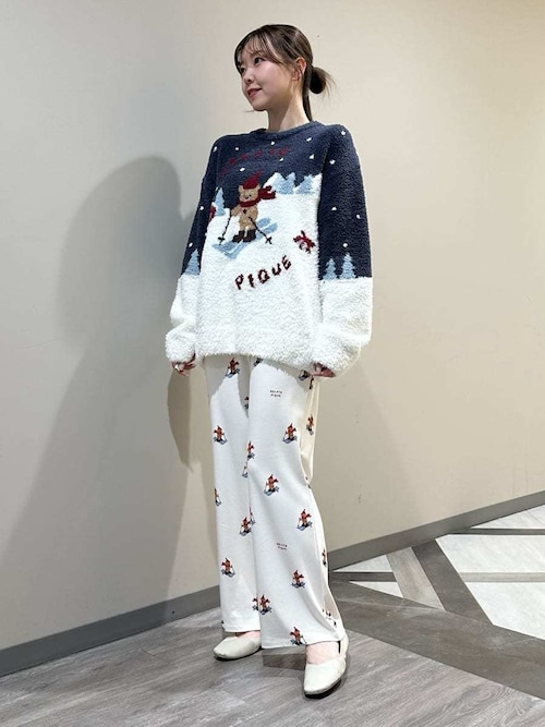 Gelato Pique ルームウェア ハスキー HOLIDAY】スキーベア柄ロングパンツ（ルームウェア/パジャマ）｜gelato