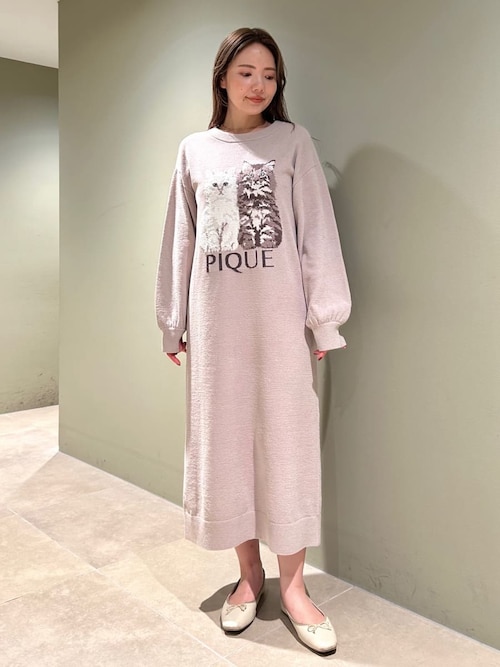 ツインキャットジャガードワンピース（ルームウェア/パジャマ
