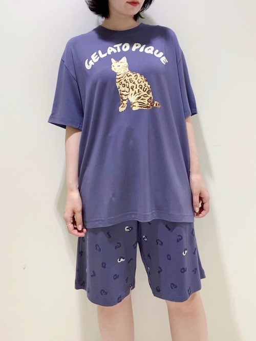 ジェラートピケ　キャット　ルームウェア セール】【HOMME】キャットワンポイントTシャツ（ルームウェア