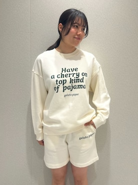 「gelato pique（ジェラートピケ）の【UNISEX】裏毛プルオーバー（ルームウェア/パジャマ）」を使った、gelato piqueさん（レディース・165cm）の秋コーディネート