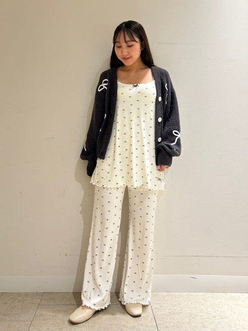 セール】針抜きリボン柄ロングパンツ（ルームウェア/パジャマ