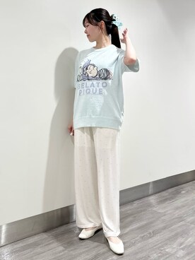 「アイテム（ルームウェア、グリーン系）」を使った、gelato piqueさん（レディース・158cm）の夏コーディネート