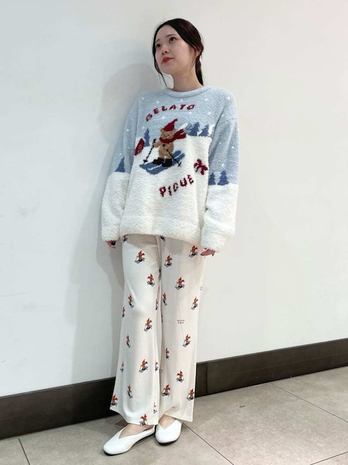 HOLIDAY】スキーベア柄ロングパンツ（ルームウェア/パジャマ）｜gelato