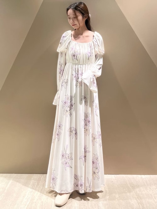 MUCHA】リリー柄カップインワンピース（ルームウェア/パジャマ