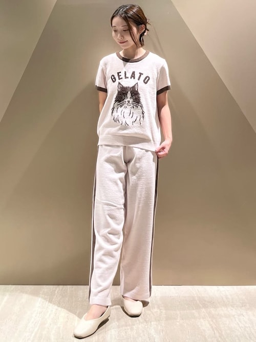 セール】エアリーモコラインロングパンツ（ルームウェア/パジャマ