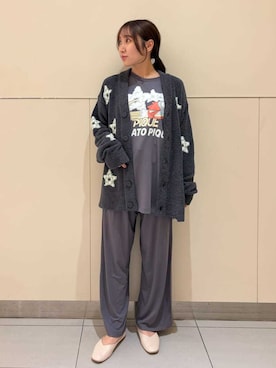「gelato pique（ジェラートピケ）の【HOMME】スペースシップワンポイントロンT（ルームウェア/パジャマ、グレー系）」を使った、gelato piqueさんの秋コーディネート