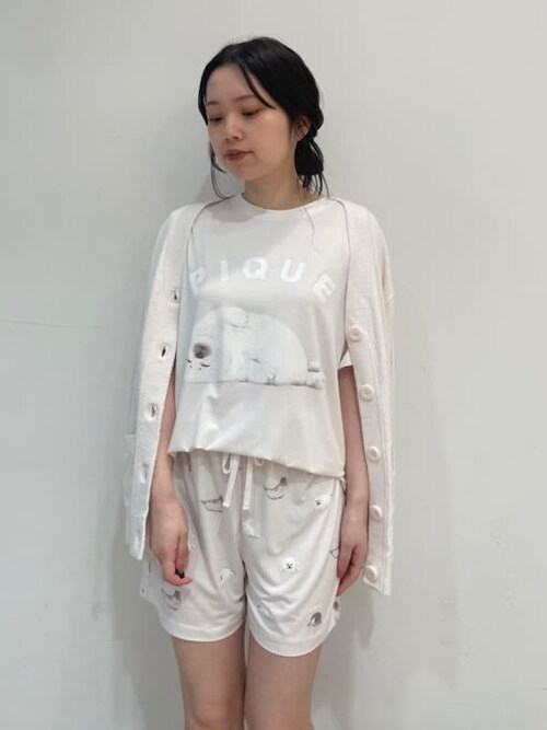 【新品】ジェラートピケ　接触冷感あざらし柄Tシャツショートパンツ上下セット セール】【接触冷感】あざらし柄ショートパンツ（ルームウェア