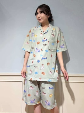 「アイテム（ルームウェア、グリーン系）」を使った、gelato piqueさん（レディース・158cm）の夏コーディネート