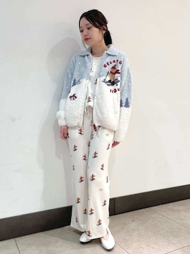 「アイテム（ルームウェア/パジャマ、ホワイト系）」を使った、gelato piqueさん（レディース・158cm）の秋コーディネート
