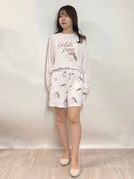 「アイテム（ルームウェア）」を使った、gelato piqueさん（レディース・154cm）の秋コーディネート