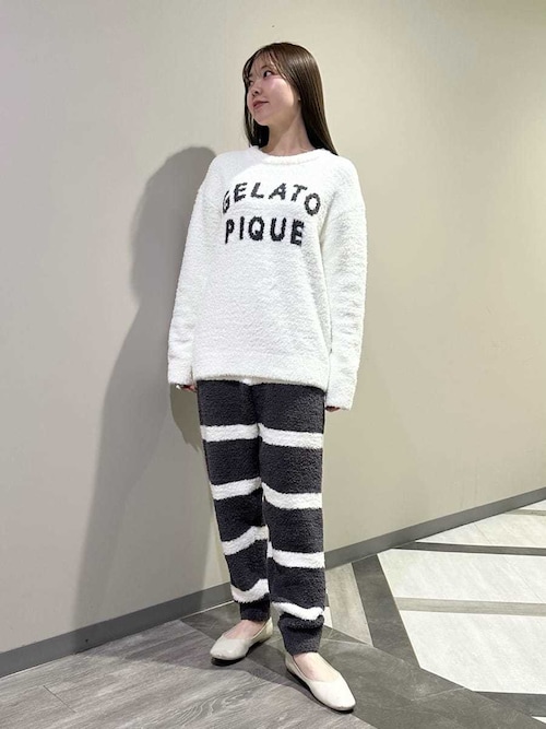 gelato pique パウダーロゴジャガードプルオーバー&ロングパンツセット ジェラートピケ gelato pique パウダーロゴジャガードプルオーバー