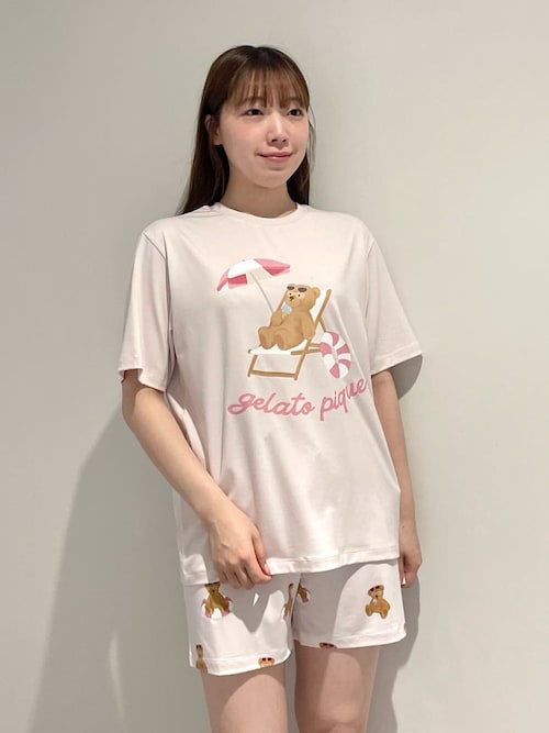 ONLINE限定】【接触冷感】サマーベア柄ワンポイントTシャツ&ショート ONLINE限定】【接触冷感】サマーベア柄ワンポイントTシャツ&ショート