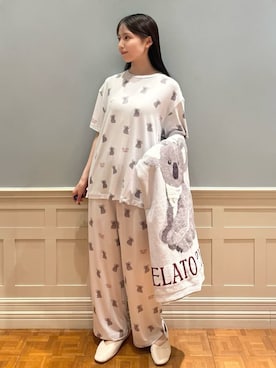 「アイテム（ルームウェア、グレー系）」を使った、gelato piqueさん（レディース・161cm）の夏コーディネート