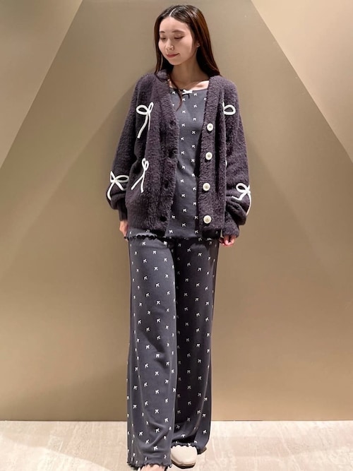 HALLOWEEN】針抜きリボン柄ロングパンツ（ルームウェア/パジャマ