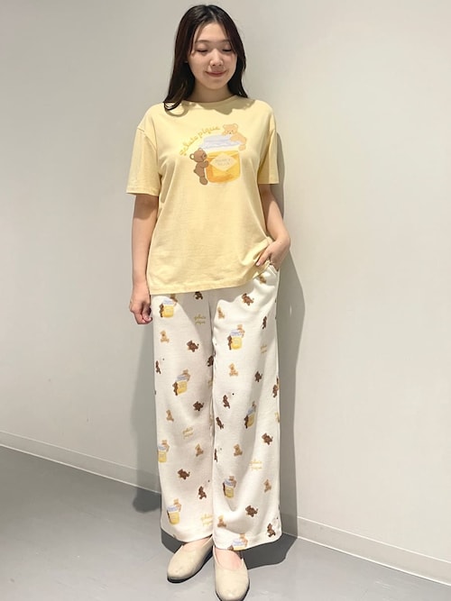 はちみつベア柄ワンポイントTシャツ（ルームウェア/パジャマ）｜gelato
