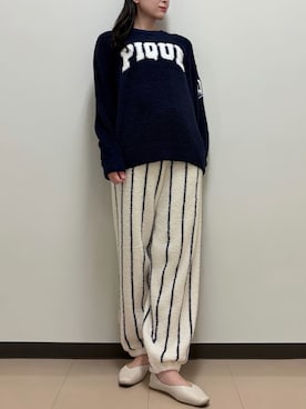 「アイテム（ルームウェア、ブルー系）」を使った、gelato piqueさん（レディース・163cm）の秋コーディネート