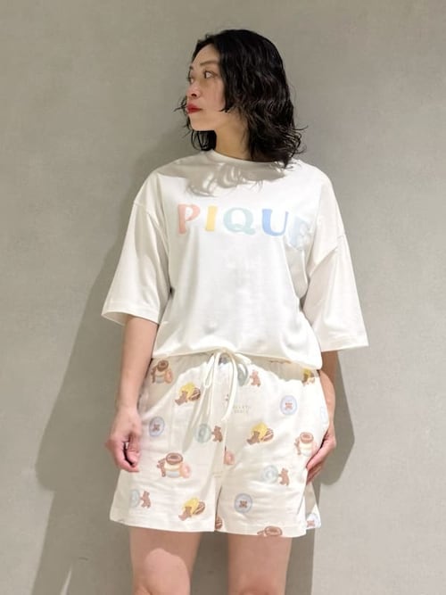 ジェラートピケ ドーナツベア柄 ショートパンツ 上下セット セール】ドーナツベア柄ショートパンツ(ルームウェア/パジャマ