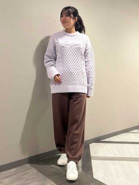 「gelato pique（ジェラートピケ）の【HOMME】アランプルオーバー（ルームウェア/パジャマ）」を使った、gelato piqueさん（レディース・165cm）の秋コーディネート