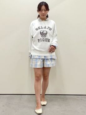 「アイテム（ルームウェア、ブルー系）」を使った、gelato piqueさん（レディース・159cm）の秋コーディネート