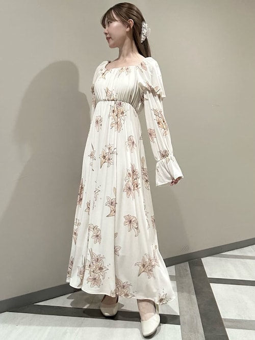 MUCHA】リリー柄カップインワンピース（ルームウェア/パジャマ