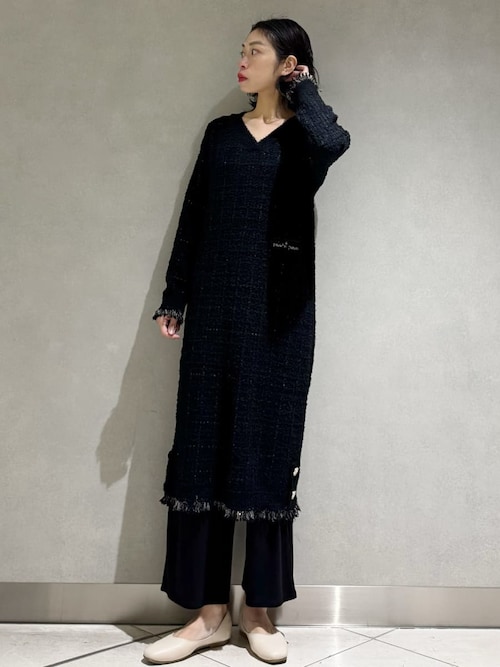 セール】【JOEL ROBUCHON】ツイードモコVネックワンピース（ルーム