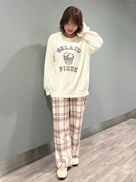 「アイテム（ルームウェア/パジャマ、ブラウン系）」を使った、gelato piqueさん（レディース・155cm）の秋コーディネート