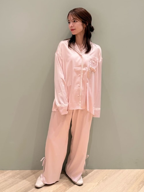 レースサテンロングパンツ（ルームウェア/パジャマ）｜gelato pique