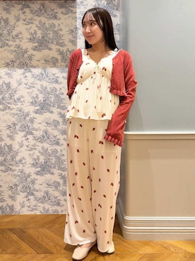 「アイテム（ルームウェア、レッド系）」を使った、gelato piqueさん（レディース・158cm）の夏コーディネート