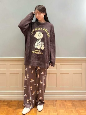 「アイテム（ルームウェア）」を使った、gelato piqueさん（レディース・161cm）の秋コーディネート