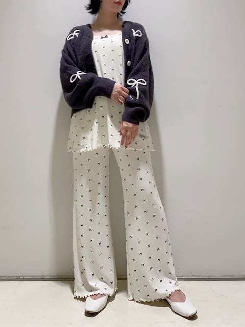 針抜きリボン柄ロングパンツ（ルームウェア/パジャマ）｜gelato pique
