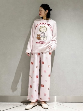 「アイテム（ルームウェア）」を使った、gelato piqueさん（レディース・168cm）の冬コーディネート