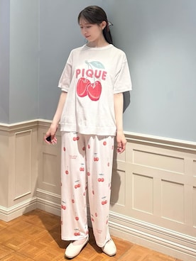 「アイテム（その他ルームウェア、レッド系）」を使った、gelato piqueさん（レディース・161cm）の春コーディネート