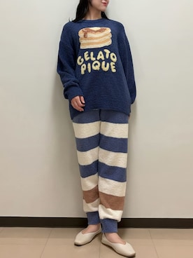 「アイテム（ルームウェア、ブルー系）」を使った、gelato piqueさん（レディース・163cm）の秋コーディネート