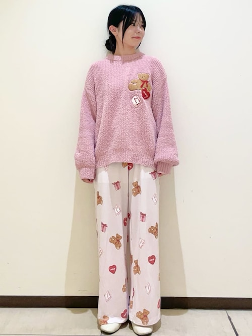 ジェラートピケ　新品タグ付き　ベビモコハートベア上下セット　ピンク gelato pique（ジェラートピケ）の「ベビモコハートベアジャガードプル