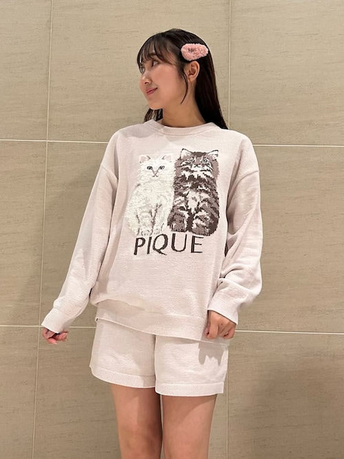 セール】ツインズキャットジャガードプルオーバー（ルームウェア