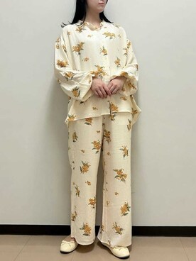 「アイテム（ルームウェア、オレンジ系）」を使った、gelato piqueさん（レディース・163cm）の夏コーディネート