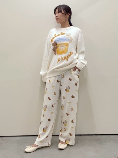 新品　ジェラートピケ　ベビモコ　はちみつベア　プルオーバー　ルームウェア ベビモコはちみつベアジャガードプルオーバー（ルームウェア