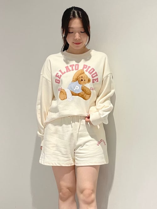 ジェラートピケ 裏毛ロゴプルオーバー&ショートパンツセット ピンク 新品 gelato pique（ジェラートピケ）の「裏毛ロゴプルオーバー