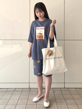 「アイテム（ポーチ、ベージュ系）」を使った、gelato piqueさん（レディース・163cm）の夏コーディネート